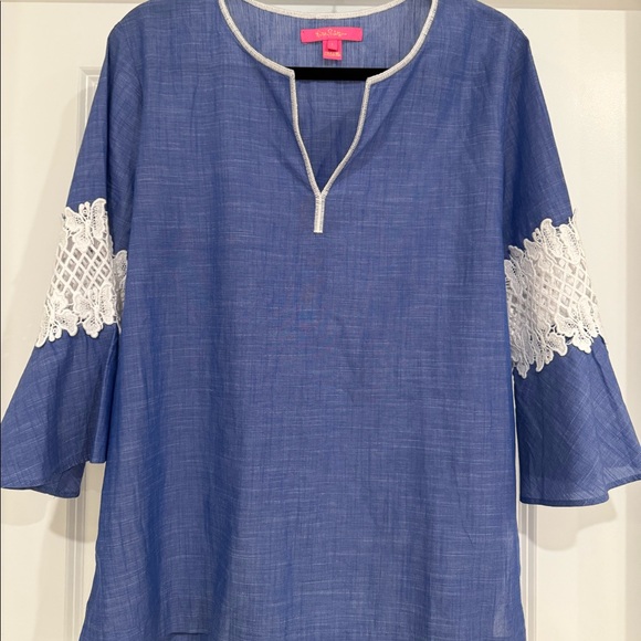 Lilly Pulitzer Tops - Lilly Pulitzer denim and lace top